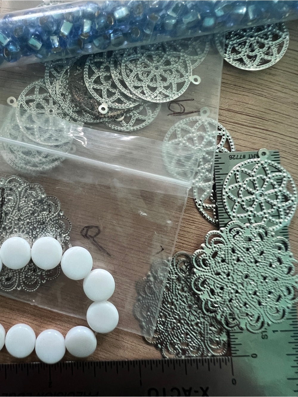 Filigree Findings  Decorative silver Lined   Beads Set for Jewelry Making